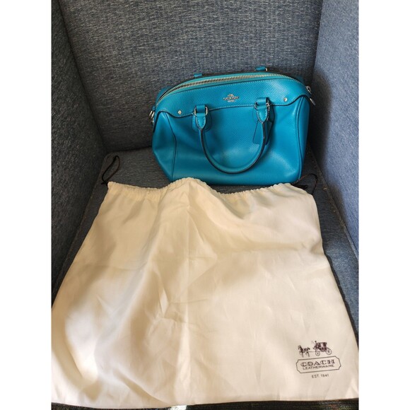 Coach "Rowan" Turquoise Blue Small Satchel Bag w/ Dustbag - Picture 11 of 11